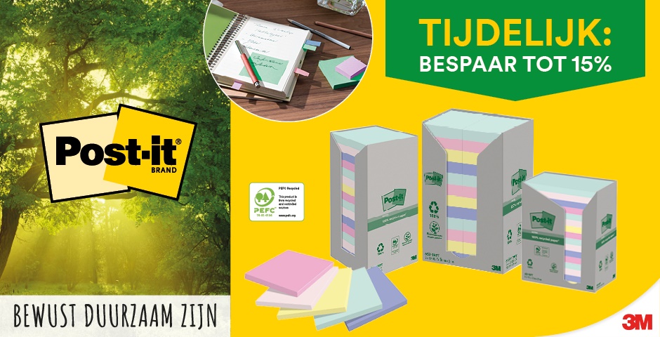 Post-it Recycled Notes: bewust duurzaam!