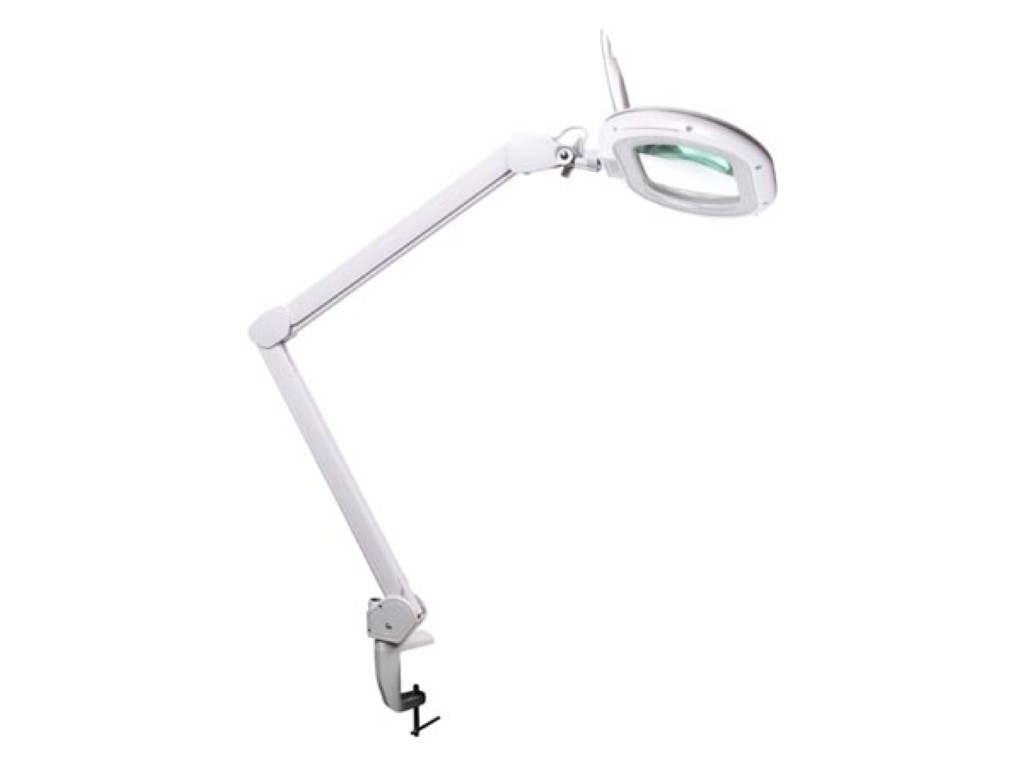 GMSLuu Vergrootlamp 5 x led-vergrootglas met licht en standaard, staande lamp met vijf voet, cosmetielamp, verstelbaar metalen frame, draagarm en beweegbaar wiel voor cosmeticastudies, thuis, 24 W
